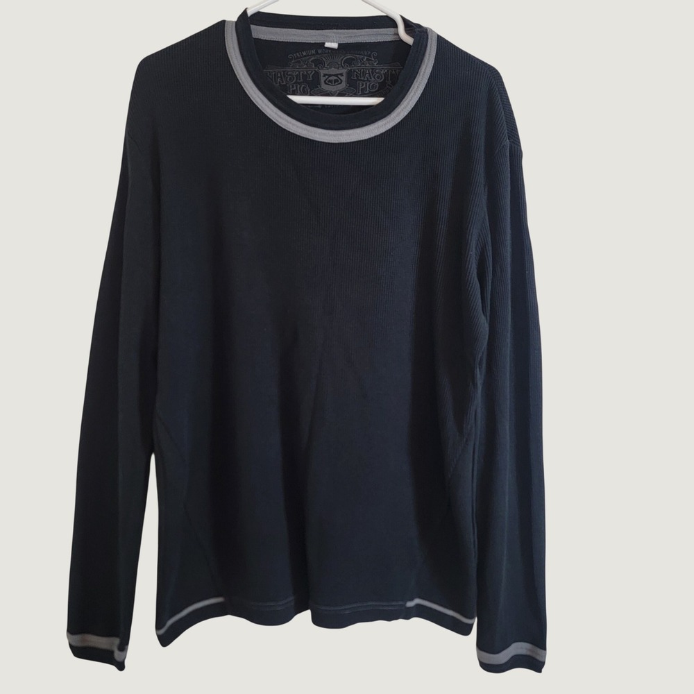 Nasty Pig Waffle Thermal Long Sleeve Crewneck Black Shirt Men Small Basic Active